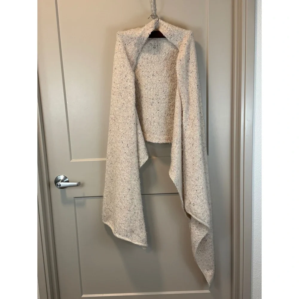 By Anthropologie‎ Multicolor Flecked Oatmeal Ivory Long Scarf Cozy Plush Wrap